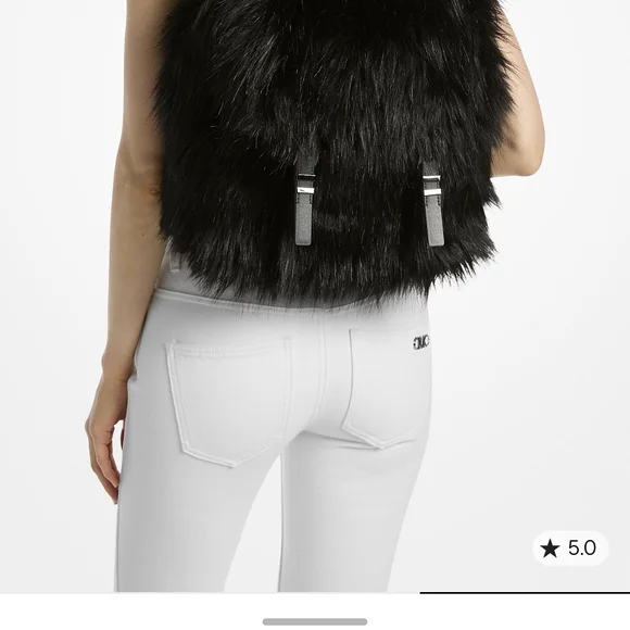 Michael Kors Quinn Black Faux Fur Backpack